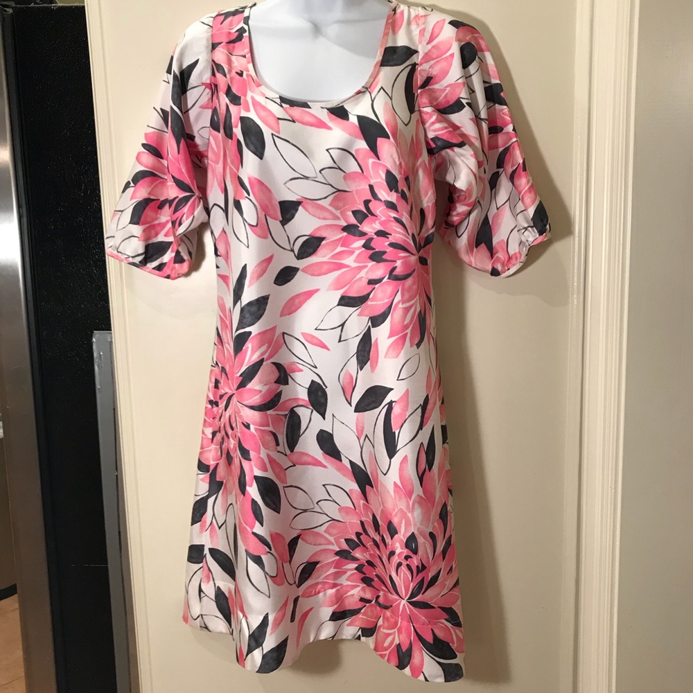 Banana Republic 100% Silk Pink Floral Dress